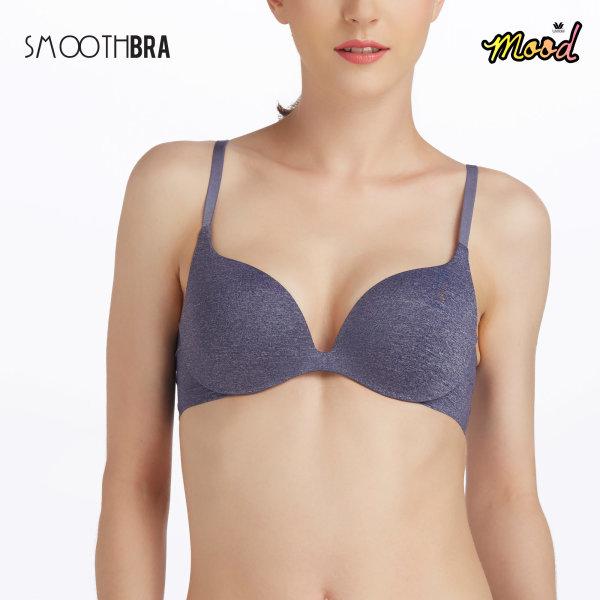 Wacoal Mood Smooth Bra บราไร้ตะเข็บ มีฟองน้ำ push up รุ่น MM1577 สีน้ำเงินเข้ม (NB)