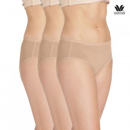มีเส้นใยธรรมชาติ ไม่ระคายเคืองผิว Wacoal Panty Material Innovation : รุ่น Super soft Cotton WU3722 เซ็ต 3 ชิ้น สีโอวัลติน(OT) รูปแบบ Half