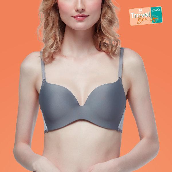 Wacoal Mood New Travel Bra บราไร้โครง ม้วนได้ คืนทรงสวย รุ่น MM1E39 สีเทา (GY)
