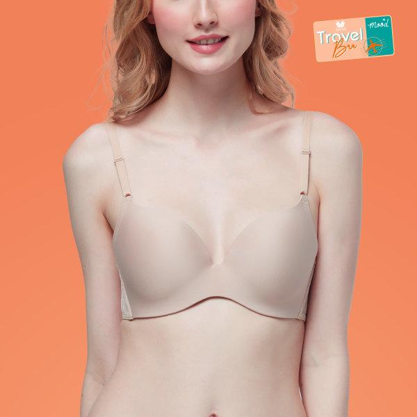 Wacoal Mood New Travel Bra บราไร้โครง ม้วนได้ คืนทรงสวย รุ่น MM1E39 สีเบจ (BE)