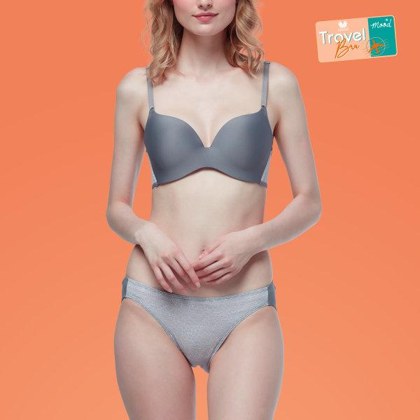 Wacoal Mood New Travel Bra บราไร้โครง ม้วนได้ คืนทรงสวย รุ่น Set MM1E39 ,MM6E39 สีเทา (GY)