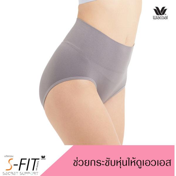 เนื้อปลิ้น เอวหนา ตัวนี้ช่วยกระชับได้ เลือกใส่ S-Fit Wacoal Panty Secret Support : รุ่น S-fit WU4M17 Set 2 ชิ้น สีเทา (GY) รูปแบบ Short