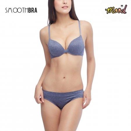 วาโก้ บราไร้ตะเข็บ (Wacoal Mood Smooth Bra) รุ่น Set MM1E20,MM6X35 สีน้ำเงินเข้ม (NB)