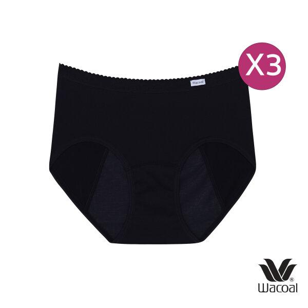 วาโก้ กางเกงในอนามัย ครึ่งตัว (Wacoal Hygieni Night Short Panty) รุ่น WU5E00 Set 3 ชิ้น สีดำ (BL)