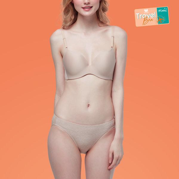 Wacoal Mood New Travel Bra บราไร้โครง ม้วนได้ คืนทรงสวย รุ่น Set MM1E39 ,MM6E39 สีเบจ (BE)