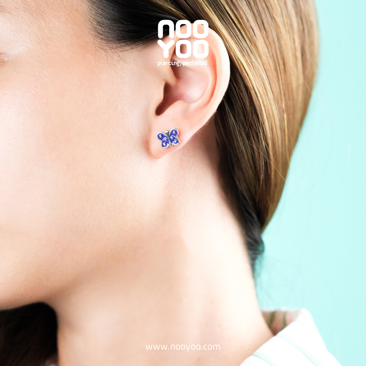 31391) ต่างหู Violet Butterfly Surgical Steel - NooYoo