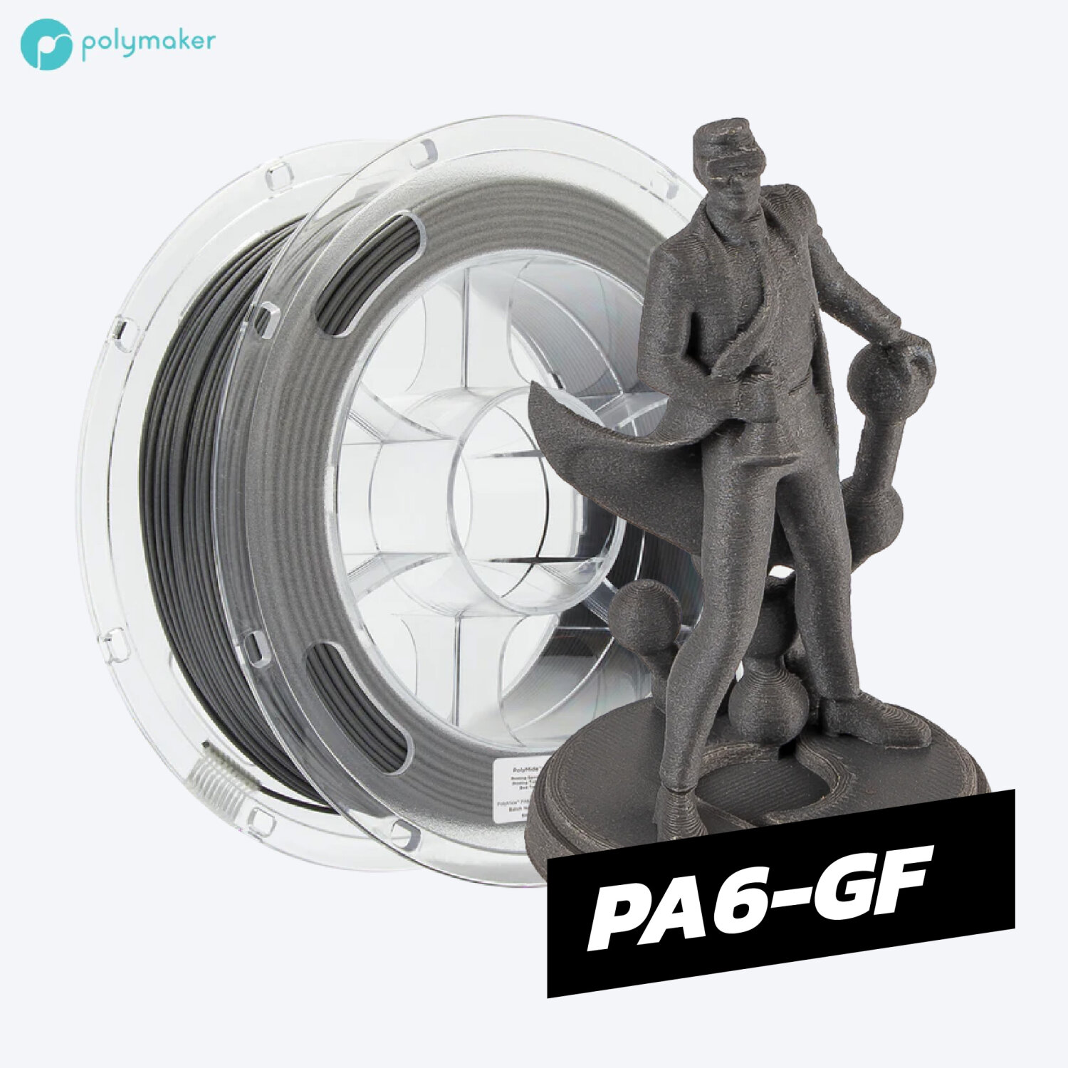 เส้นไนลอน PA6-GF ผสมใยแก้ว สีเทา ขนาด 1.75 มิล น้ำหนัก 500 กรัม ...