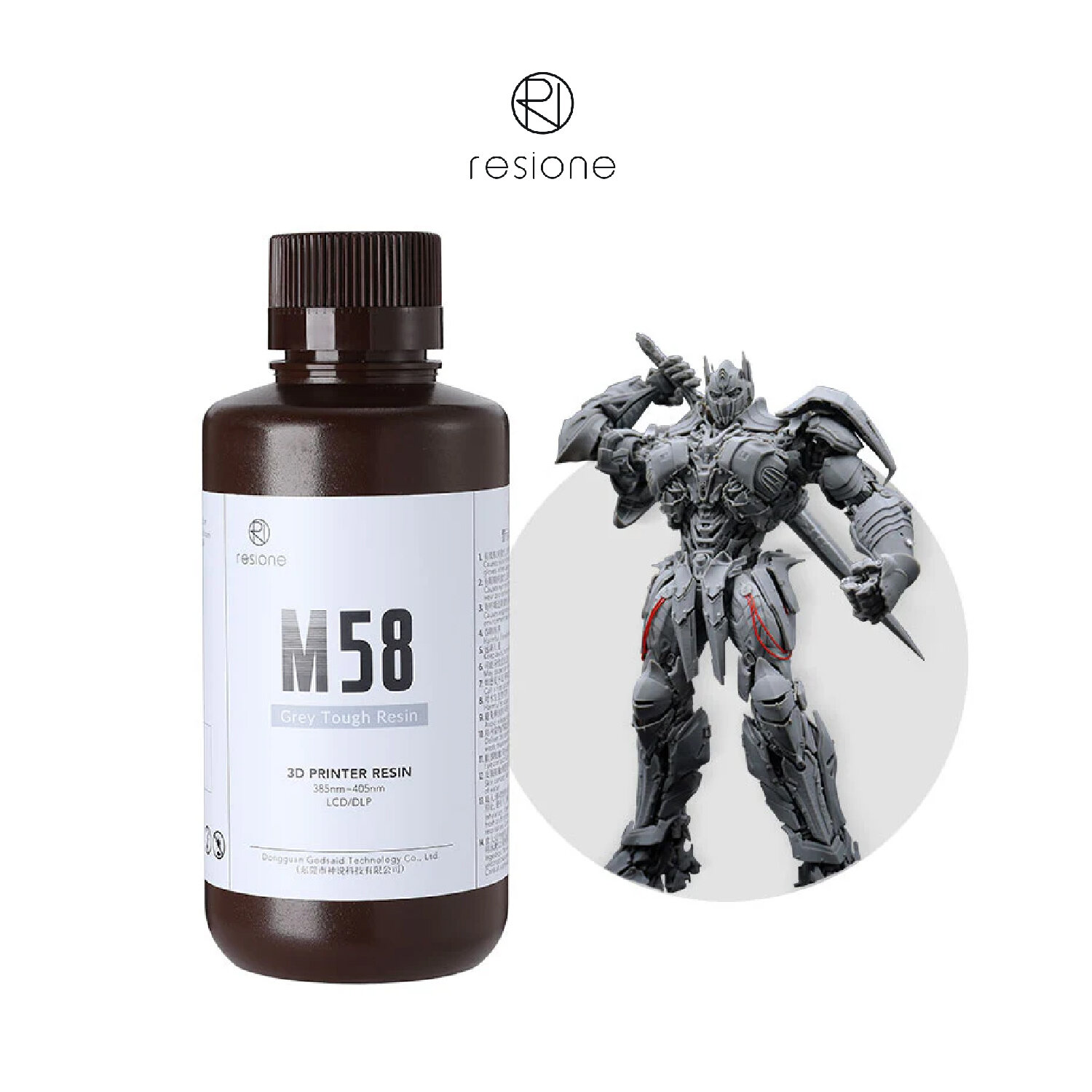 เรซิ่น 3D Print ยี่ห้อ Resione รุ่น M58 สีเทา แข็งและเหนียว