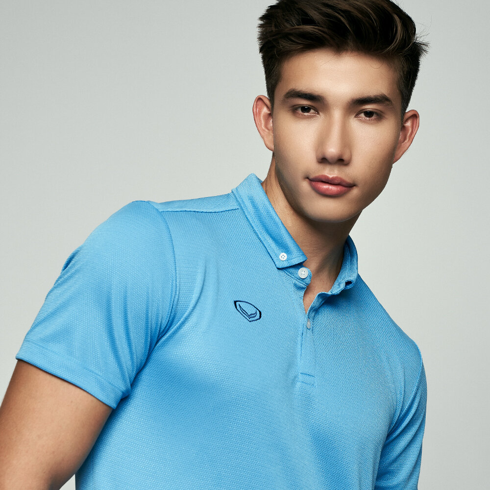 GRAND SPORT เสื้อโปโลสีล้วน รหัสสินค้า 012261 (สีฟ้า) Grand Sport