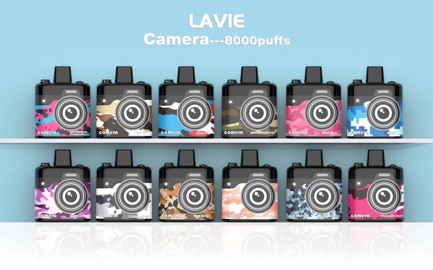[PODDIS]Lavie Camera 8000 Puffs 18ML Nic5 Disposable 12กลิ่นให้เลือก