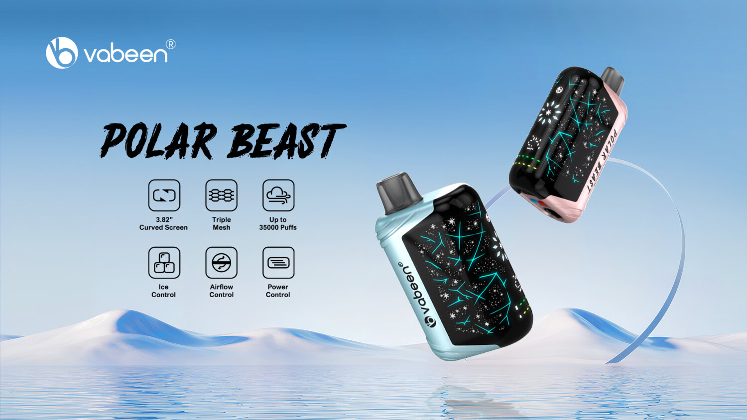 [PODDIS] Vabeen Polar Beast 35K Disposable Pod 35000puffs Nic3% 800mAh มีหน้าจอบอกสถานะ !!!![ปรับความเย็นได้]!!!! ชาร์จได้