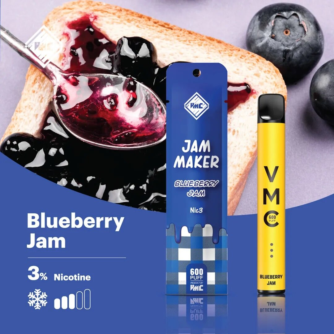 [PODDIS] VMC POD Blueberry Jam 600 Puffs Nic 3 ใช้แล้วทิ้ง Shisha Chic