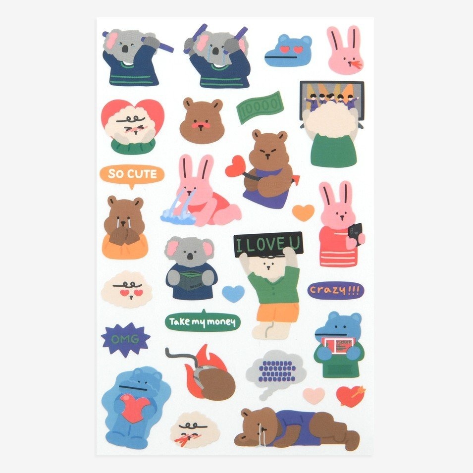 My Buddy Sticker - 17 Fan สติ๊กเกอร์สัตว์น้อยแสนน่ารัก - Live Out Loud