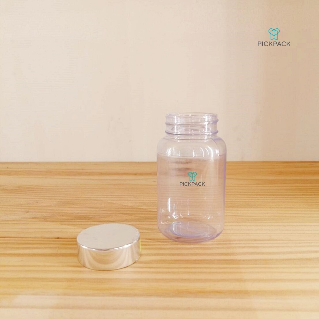 (BMD-0017:2269) ขวดยาเม็ด PVC กลม(หมุน) สีใส 120ml+ ฝายาเม็ดหุ้มอลู ...