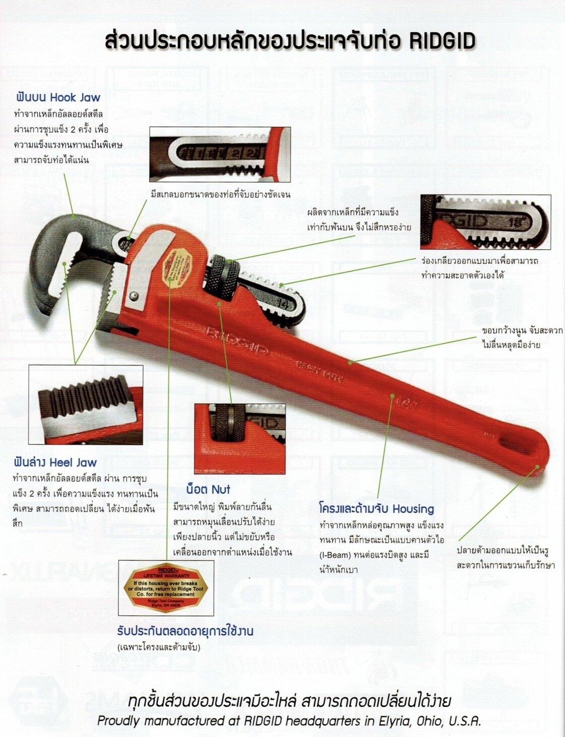 リジッド/日本エマソン リジッド（日本エマソン）　強力型ストレート　パイプレンチ　６００ｍｍ 24HD 1211056 RIDGID リジッド 強力型ストレート パイプレンチ 600mm (1丁) 品番