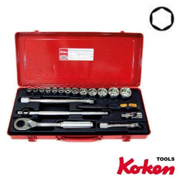 Socket Set บ๊อกสุด 1/2 นิ้ว (6 เหลี่ยม) มิล 19ชิ้น/ชุด Koken รุ่น 4250HM+C made in JAPAN