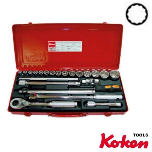 Socket Set บ๊อกชุด 1/2 นิ้ว (12 เหลี่ยม) มิล 23 ชิ้น/ชุด Koken รุ่น 4244M+C made in JAPAN