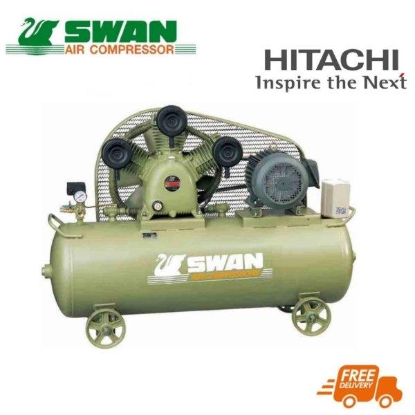 (สินค้าจัดชุด) ปั๊มลม SWAN 10 แรงม้า ถัง 400 ลิตร รุ่น SWP-310 + มอเตอร์ HITACHI 380V.