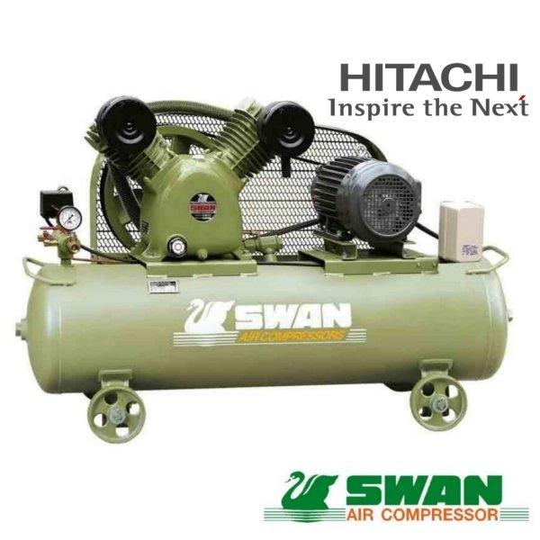 (สินค้าจัดชุด) ปั๊มลม SWAN 5 แรงม้า ถัง 240 ลิตร รุ่น SVP-205 + มอเตอร์ HITACHI 380V