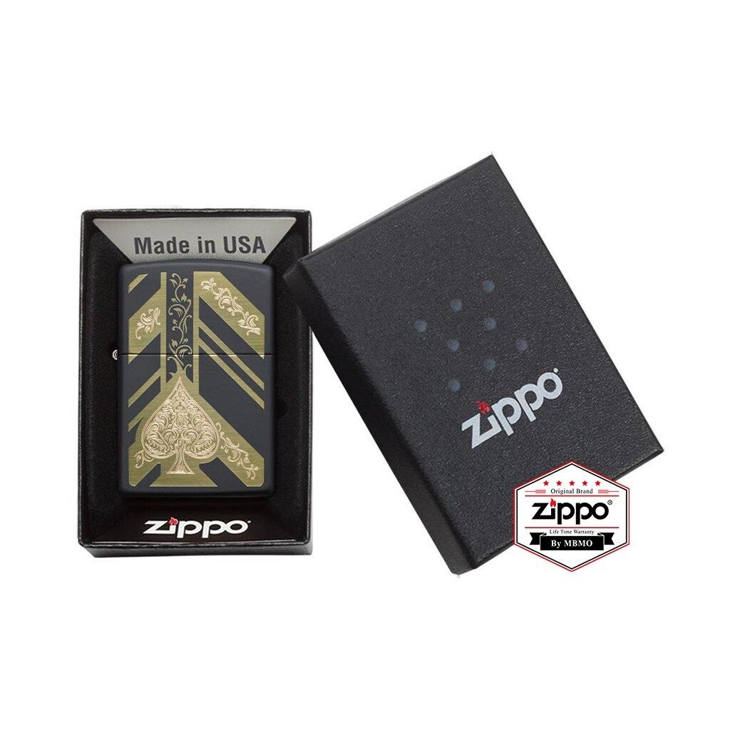 29998 Ace of Spades Black Matte Zippo Shop Thailand by MBMO