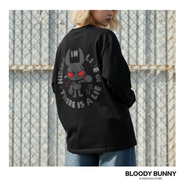 DARK RABBIT (CLASSIC/BLACK) LONG SLEEVE T-SHIRT - BLOODY BUNNY STORE