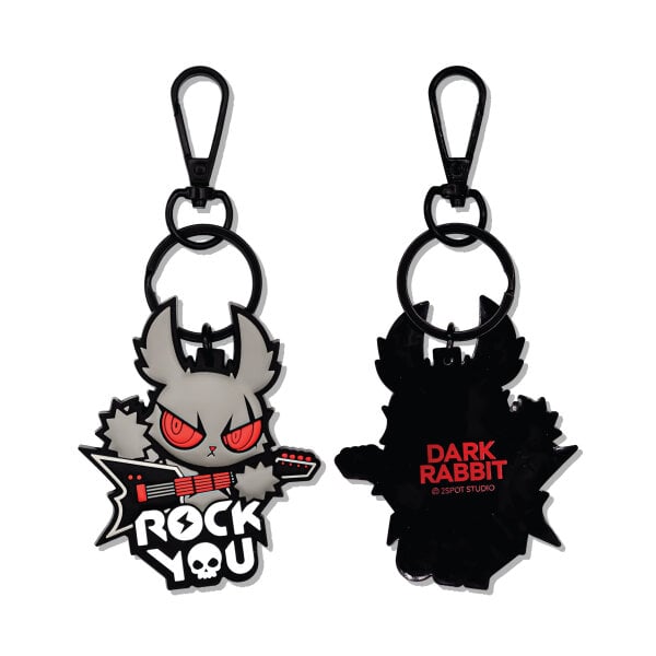 Image 21: DARK RABBIT RUBBER KEYCHAIN (DR-ROCK YOU-BLACK)