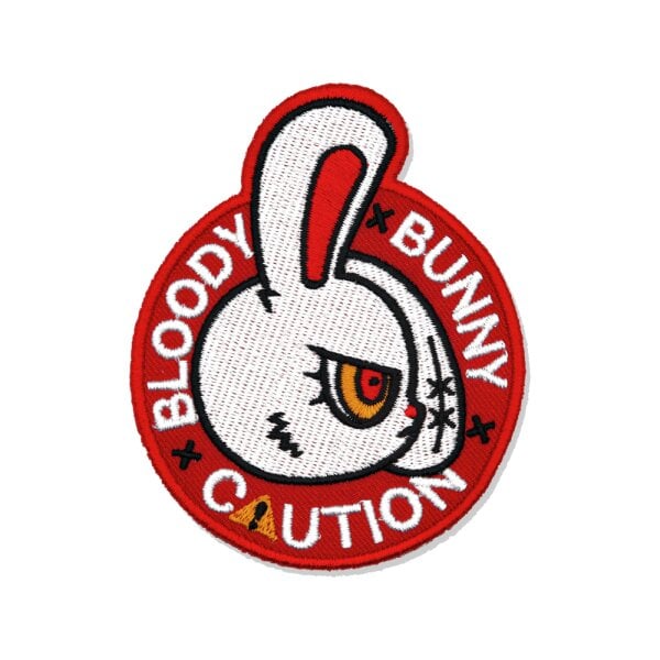 Image 31: BLOODY BUNNY ROUND-CAUTION IRON PATCH