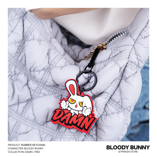 BLOODY BUNNY RUBBER KEYCHAIN (BB-DAMN-RED) - BLOODY BUNNY STORE