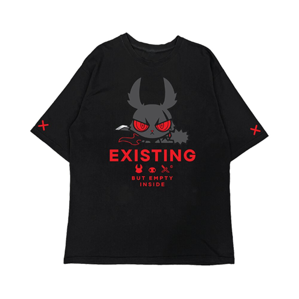 DARK RABBIT (EXSITING/BLACK) T-SHIRT - BLOODY BUNNY STORE