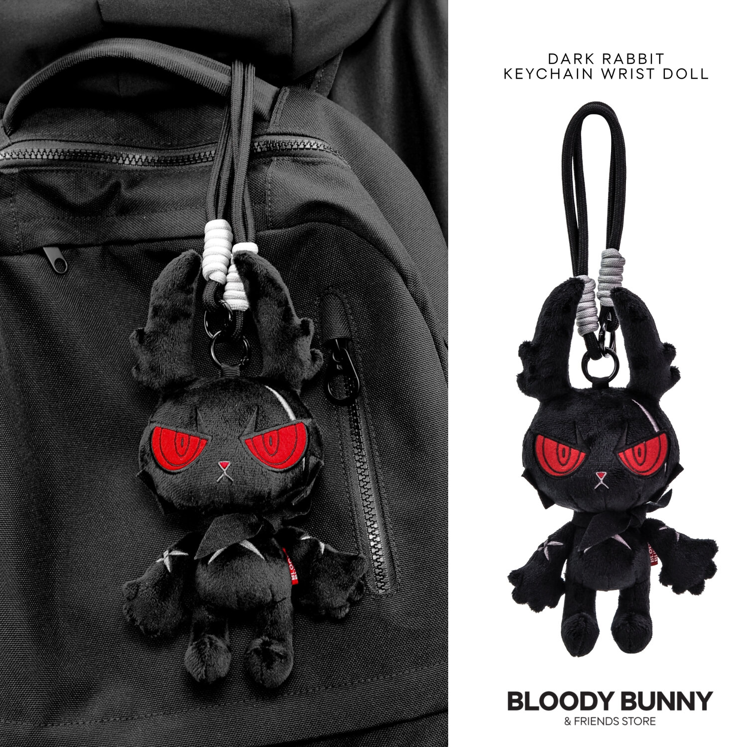 DARK RABBIT WRIST KEYCHAIN DOLL - BLOODY BUNNY STORE