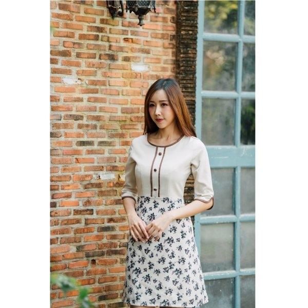 Ava Brown Button Dresss