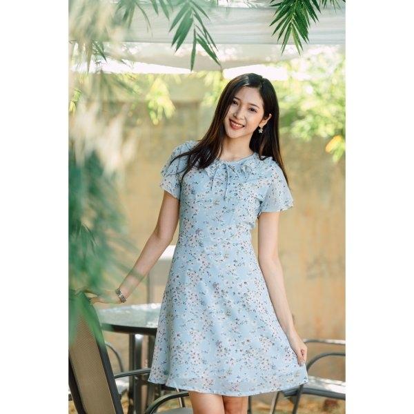 Nana Blue Floral Chiffon Dress