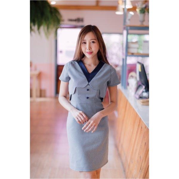 Miyu Wrap Curved Dress(สีกรม)