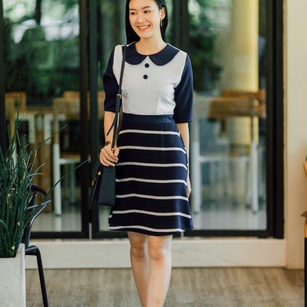 Nita Striped Collar Dress