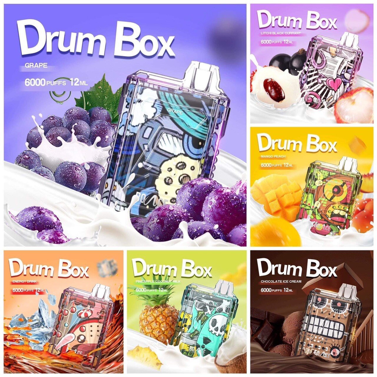 Bounce Drum Box Disposable 6000 Puffs Thaivapes ขายบุหรี่ไฟฟ้า