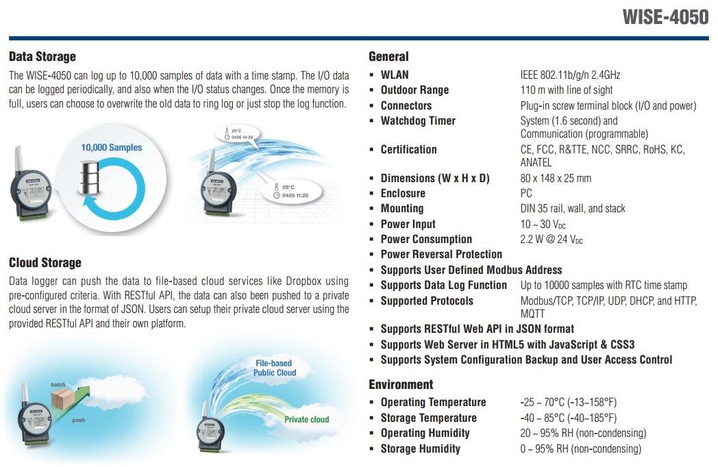 WISE-4050 : 4DI/4DO 2.4G WiFi IoT Wireless I/O - IBCON