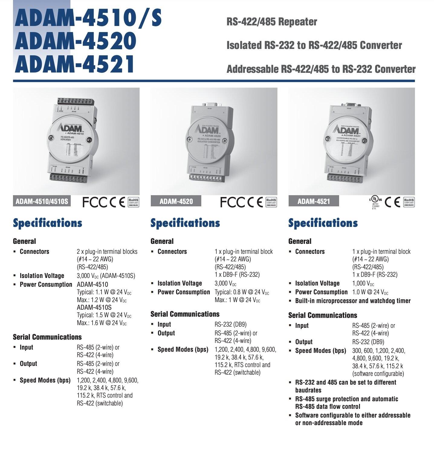 ADAM-4520 : Isolated RS-232 to RS-422/485 Converter - IBCON