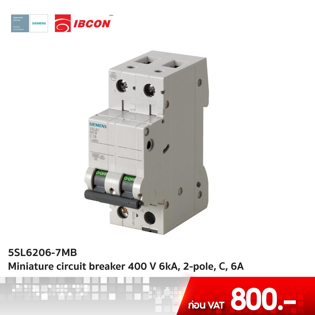 SIEMENS Miniature circuit breaker 400 V 6kA, 2pole, 6A IBCON