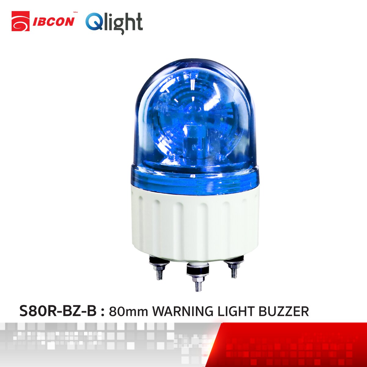 [ S80R-BZ ] Ø80mm Bulb Revolving Warning Light with Buzzer - IBCON