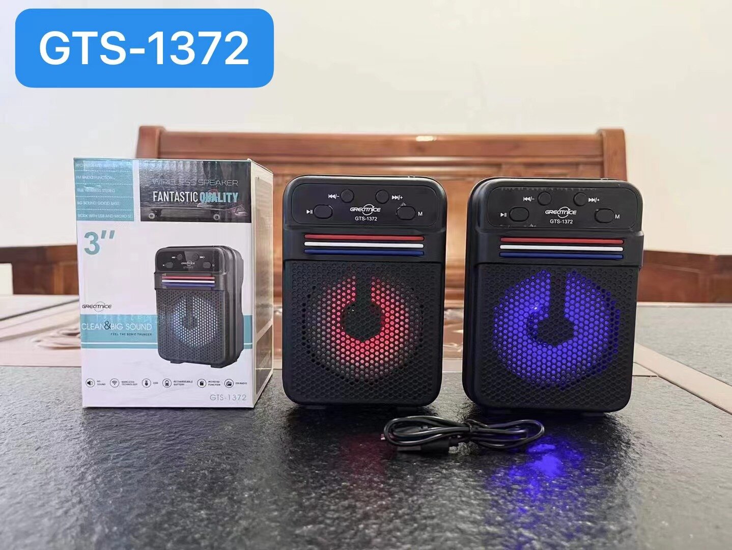 ลำโพงบลูทูธ 3นิ้ว GTS1372 รองรับ USB/ memory card/ FM Bluetooth Speaker myhappyphones