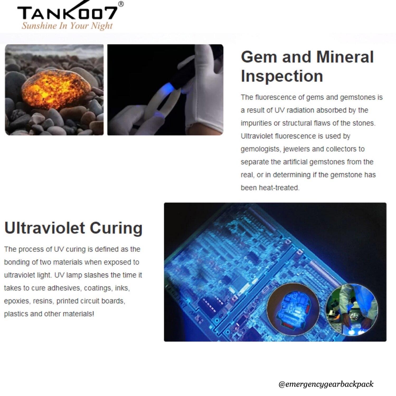 TANK007 UV-L03C NDT Forensic 365nm Rechargeable Flashlight ...