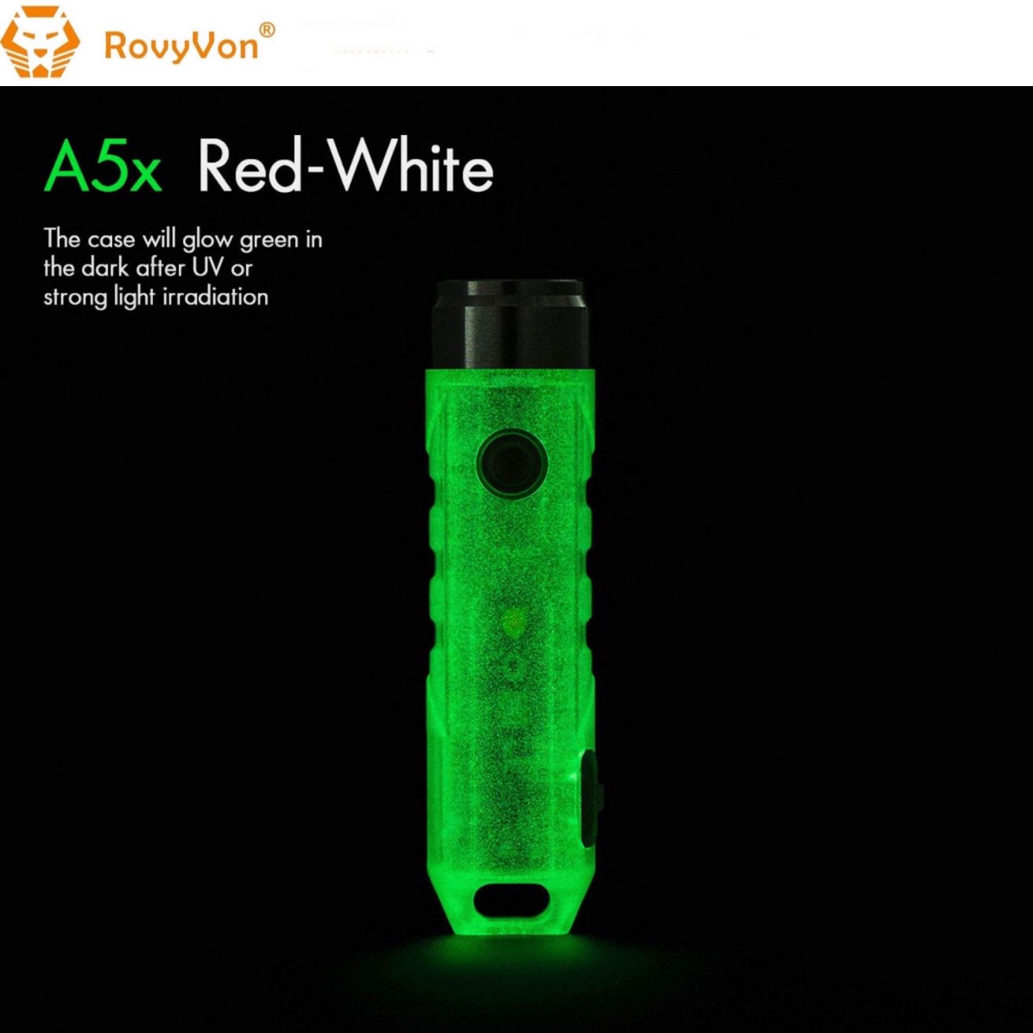 RovyVon Aurora A5x Red/White GITD Keychain Flashlight.