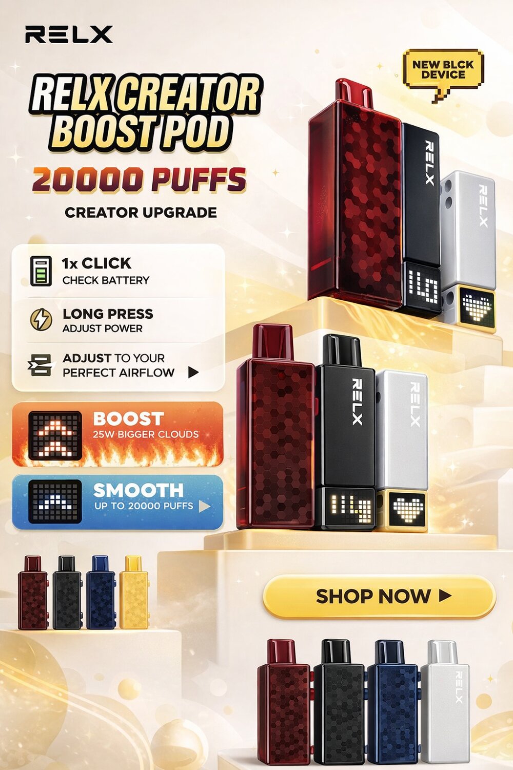 RELX Creator 20K หัวน้ำยาแท้ | ใช้กับเครื่อง RELX Creator | สูบได้สูงสุด  20,000 คำ (เฉพาะหัวน้ำยา) - THshop24
