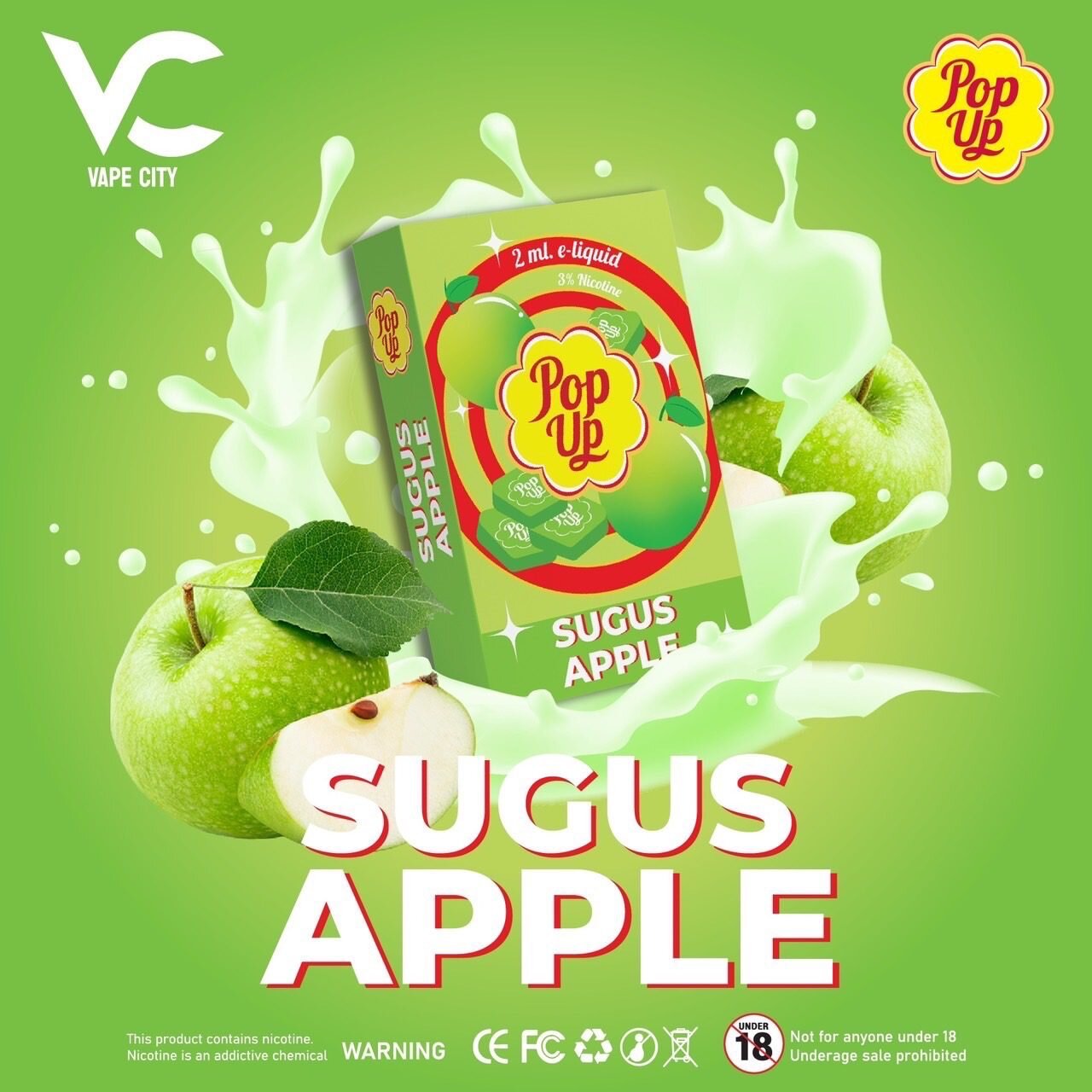 VC Pop Up POD Sugus Apple 2ml Hua Namya Nic 3 [ แท้ ] หัวน้ำยาซูกัสแ