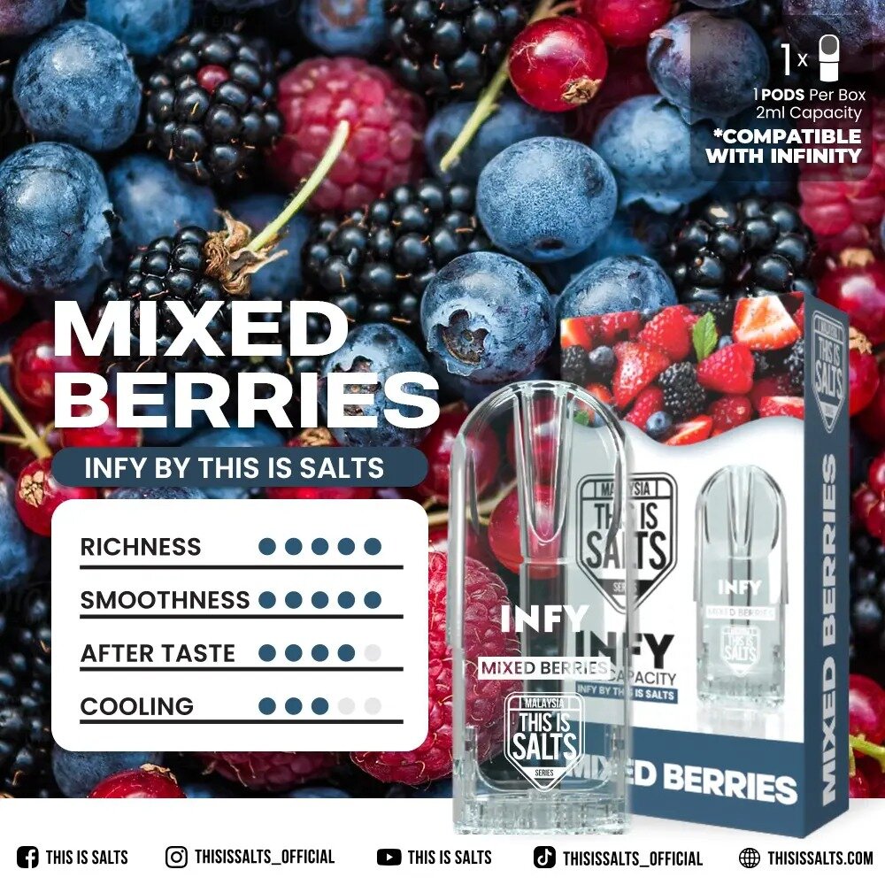INFY POD Mixed Berries Hua Namya Nic 2ml Nic 3 By This Is Salts [ แท้ ] หัวน้ำยามิกซ์เบอรี่