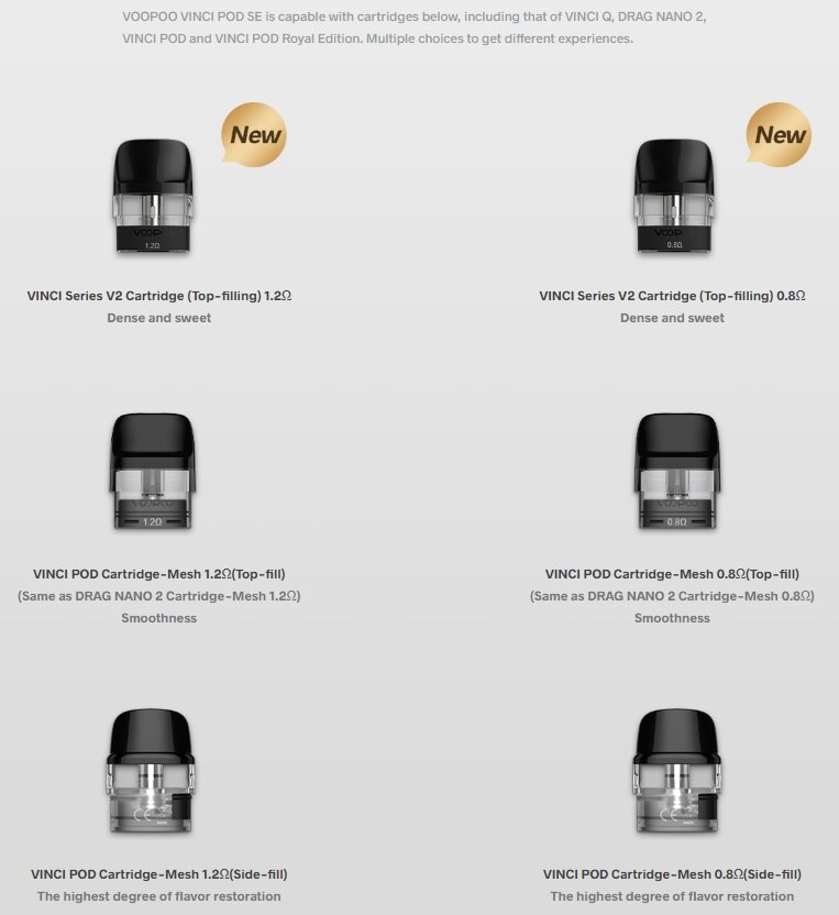 VOOPOO Vinci 1.2Ω Refillable Replacement Pod Head 2ml [ แท้ ] | หัวพอดพร้อมคอยล์  1.2ohm ใช้คู่กับ DRAG Nano 2 / Vinci Pod / Vinci Pod SE / Vinci Q -  THshop24