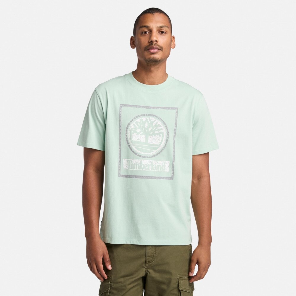 ★Timberland★ Stack Logo Colored 半袖 ロゴ Tシャツ green Men's Hampton Short-Sleeve T-Shirt
