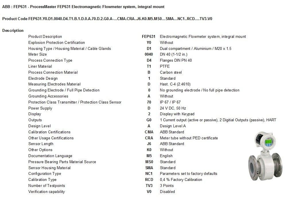 Flowmeter (Product Code FEP631040AD22) บริษัท เจ เค เอส อินเตอร์