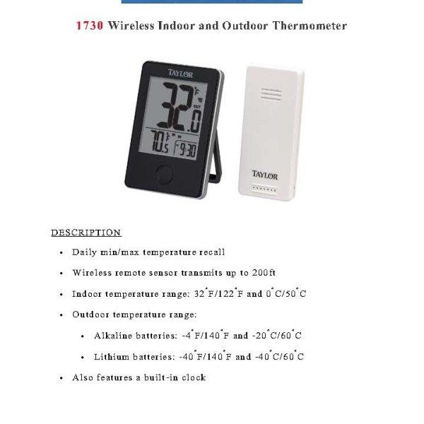 Taylor รุ่น 1730 Digital Thermometer บริษัท เจ เค เอส อินเตอร์
