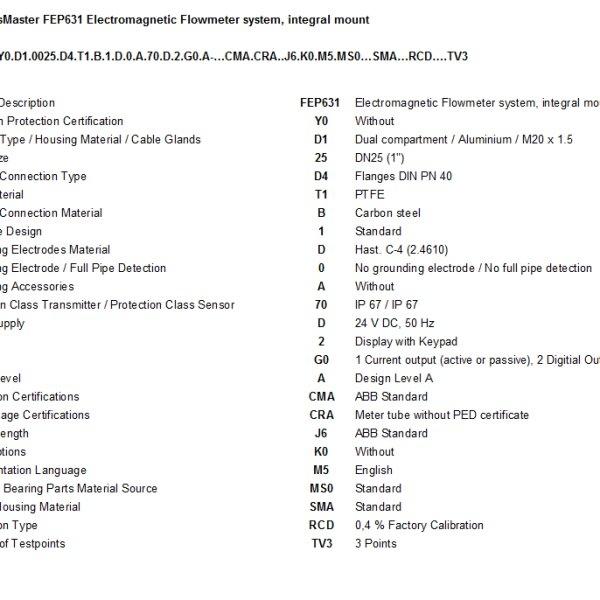 Flowmeter (Product Code FEP631DN25) บริษัท เจ เค เอส อินเตอร์เนชั่นแนล (ปทท) จำกัด